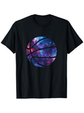 Men's T-Shirt Colorful Galactic Skies Reflected In A Shining Basketball