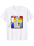 Men's T-Shirt Colorful Rainbow Flag With Anatomical Skeleton Holding Mug