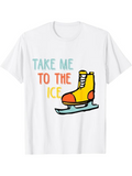 Men's T-Shirt Take Me To The Ice With Yellow Boot Skating On White Tee