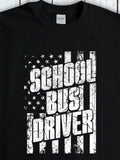 Men's T-Shirt School Bus Driver Distressed Flag With Bold Lettering And Grunge Style Pattern