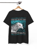 Men's T-Shirt These Are The End Times May God Be Merciful Glitch Art With Distorted Abstract Pigeon Head