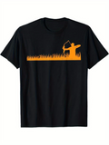 Men's T-Shirt Golden Sunset Grass Silhouette With Archer Aiming Bow Hunter
