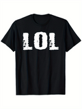Men's T-Shirt LOL Distressed White Bold Letters Across Chest
