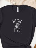 Men's T-Shirt High Five Skeleton Hand Graphic With Playful Typography And Black Minimalist T Shirt