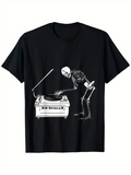 Men's T-Shirt Vintage Style Dancing Skeleton Playing Retro Music On Turntable