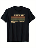Men's T-Shirt Shawnee National Forest Vintage Stripes With Retro Inspired Typography T Shirt