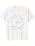 Men's T-Shirt Votes For Women Bold Black Letters On White Cotton T Shirt