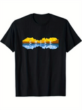 Men's T-Shirt Chile Reflected Mountains With Dramatic Sunrise Sky And Blue Lake