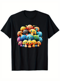 Men's T-Shirt Playful Cartoon Mushrooms With Colorful Smiling Faces Clustered Together Mushroom