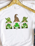Men's T-Shirt Playful Green Patterned Gnomes Holding Lucky Shamrock Leaves