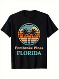 Men's T-Shirt Pembroke Pines Florida Retro Sunset With Palm Trees Vacation