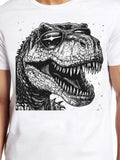 Men's T-Shirt Cool Sunglasses Wearing Dinosaur With Rugged Details Roaring Fiercely Under Sunlight Tyrannosaurus