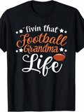 Men's T-Shirt Livin That Football Grandma Life With Stars Orange Text And Small Football