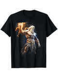 Men's T-Shirt Lightning Burst Amid Mythology With Epic Powerful Thunder God