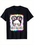 Men's T-Shirt Colorful Paint Splash With Sunglasses And Messy Bun Girl