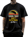 Men's T-Shirt Retro Sunset With Parachute Stripes And Bold Skydiving Girl