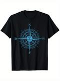 Men's T-Shirt North South East West Blue Compass Rose Design Compass