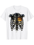 Men's T-Shirt Glowing Abstract Vines Surrounding Metal Human Ribcage