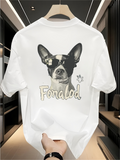 Men's T-Shirt Cartoon Dog With Sunglasses Graphic Among Playful Doodles French Bulldog