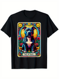 Men's T-Shirt The Pitbull Vibrant Floral Pattern With Colorful Mandala Behind Strong Dog