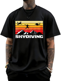 Men's T-Shirt Skydiving At Sunset With Silhouetted Jumpers And Mountain Scenery