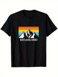 Men's T-Shirt Rayland Ohio Mountain Silhouette With Retro Sunset Colors Radiant Peaks