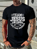 Men's T-Shirt Team Jesus White Lettering With Ichthys Fish Symbol Under Powerful Sunlight T Shirt