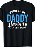 Men's T-Shirt Soon To Be Daddy Handwritten Script With Tiny Baby Footprints Shirt