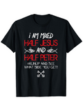 Men's T-Shirt I Am Mixed Half Jesus And Half Peter Quote With Keys And Fish Symbols T Shirt