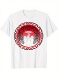 Men's T-Shirt Radiant Red Circle With Celtic Knots Surrounding White Tower