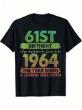 Men's T-Shirt 61st Birthday Awesome Since 1964 The Year When A Legend Was Born Retro Tee