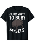 Men's T-Shirt I Just Want To Bury Myself Somber Cartoon Frog Standing Alone