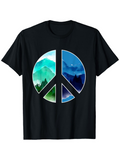 Men's T-Shirt Abstract Watercolor Mountain Landscape Inside Peace Symbol
