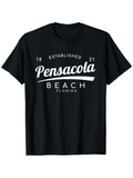 Men's T-Shirt Established 1821 Pensacola Beach Florida Typography Design T Shirt