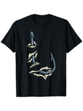 Men's T-Shirt Vintage Distressed Ripped Scratches With Metallic Chrome Fishing Hook