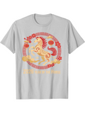Men's T-Shirt Golden Clouds With Blossom And Lantern Embracing Fiery Prancing Horse