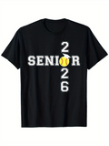 Men's T-Shirt Senior 2026 With Bright Yellow Tennis Ball Graphic