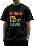 Men's T-Shirt Husband Dad Bearded Legend Retro Bold Letters Statement T Shirt
