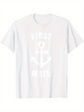 Men's T-Shirt First Mate Nautical Anchor Surrounded By Sea Breeze Motif