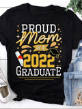 Women's T-Shirt Proud Mom Of A 2022 Graduate Gold Stars Diploma And Graduation Cap T Shirt