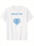 Men's T-Shirt Radiology Tech Blue Ribcage Art On White Anatomical Heart Shirt