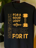 Men's T-Shirt Distressed Yellow Lettering With Dumbbell And Grunge Style Motivational Fitness T Shirt
