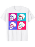 Men's T-Shirt Vivid Color Blocks With Contrasting Artistic Human Skull