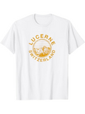 Men's T-Shirt Lucerne Switzerland Scenic Circular Graphic With Sunrise Over Mountain Peaks