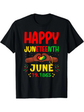 Men's T-Shirt Happy Juneteenth June 19 1865 With Heart Shaped Colors Underneath Raised Fists