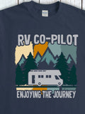 Men's T-Shirt RV Co Pilot With Mountains Pine Trees And Roadside Camping Van