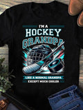 Women's T-Shirt I Am A Hockey Grandpa With Helmet Sticks Ice And Puck Design