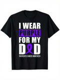 Men's T-Shirt I Wear Purple For My Dad Pancreatic Cancer Awareness Bold Ribbon