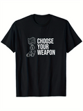 Men's T-Shirt Choose Your Weapon Dice And Game Pieces Printed In White Text