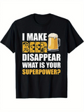 Men's T-Shirt I Make Beer Disappear With Cartoon Mug And Bold Lettering Beer